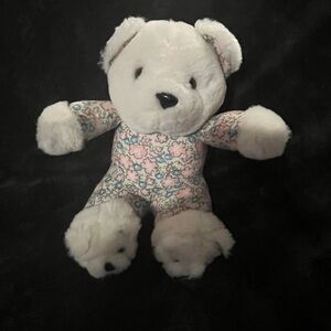 Vintage 1994 White and Pink Stuffed Teddy Bear Toy